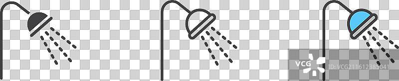 白色背景上的淋浴喷头图标集图片素材