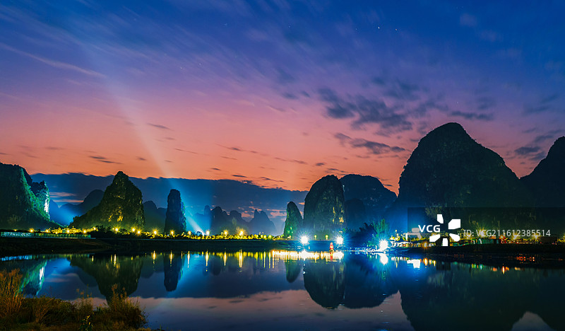 遇龙河夜景图片素材