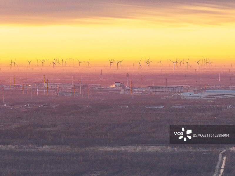 山东省滨州市无棣县城市日出云海朝霞图片素材