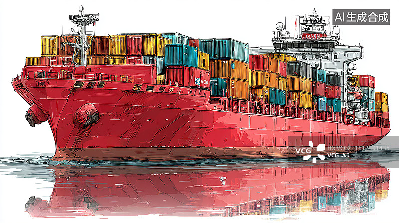 【AI数字艺术】集装箱货轮运输贸易图片素材