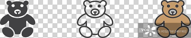 白色背景上的泰迪熊图标集图片素材