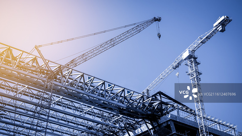 起重机结构钢施工现场图片素材