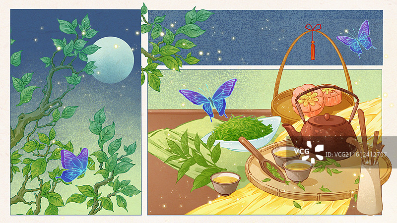 二十四节气·谷雨 国风插画图片素材