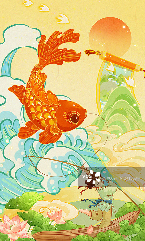 元宵节 国风灯会节日插画 场景设计图片素材