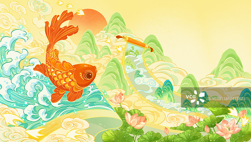 元宵节 国风灯会节日插画 场景设计图片素材