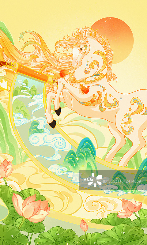 元宵节 国风灯会节日插画 场景设计图片素材