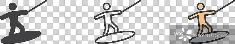 白色背景上的滑水图标集图片素材