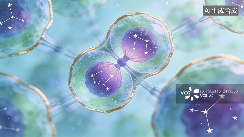 【AI数字艺术】细胞分裂的宇宙星图图片素材