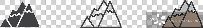 白色背景上的山峰图标集图片素材