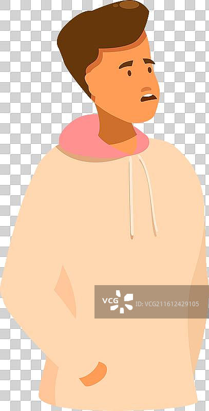 年轻男子，表情担忧地向上看图片素材