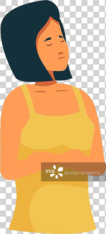 一名年轻女子捂着肚子，感到恶心图片素材