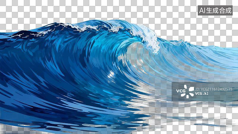 【AI数字艺术】蓝色海浪翻滚的壮观景象图片素材