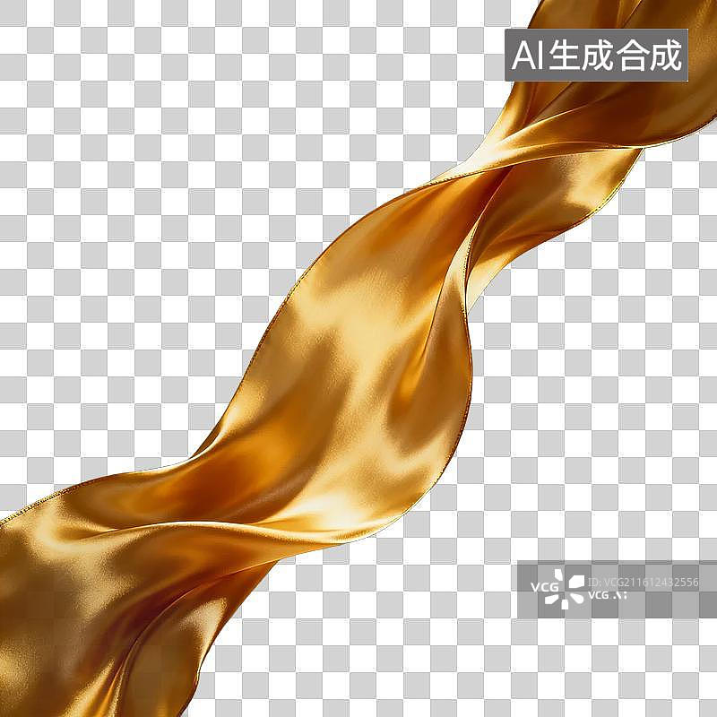 【AI数字艺术】金色丝带飘逸流动图片图片素材