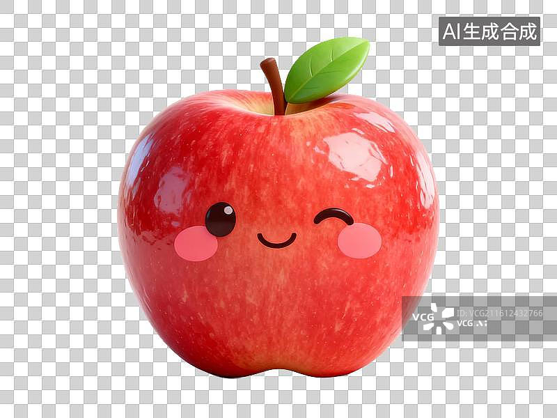 【AI数字艺术】卡通红苹果笑脸图案图片图片素材