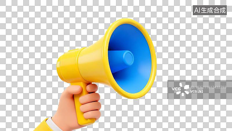 【AI数字艺术】手握黄蓝相间扩音器图片图片素材