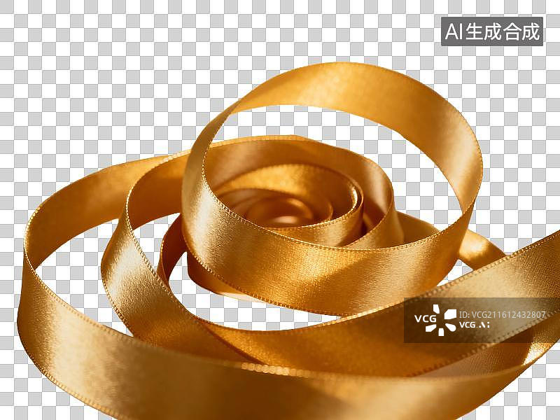 【AI数字艺术】金色缎带螺旋卷曲装饰图片素材
