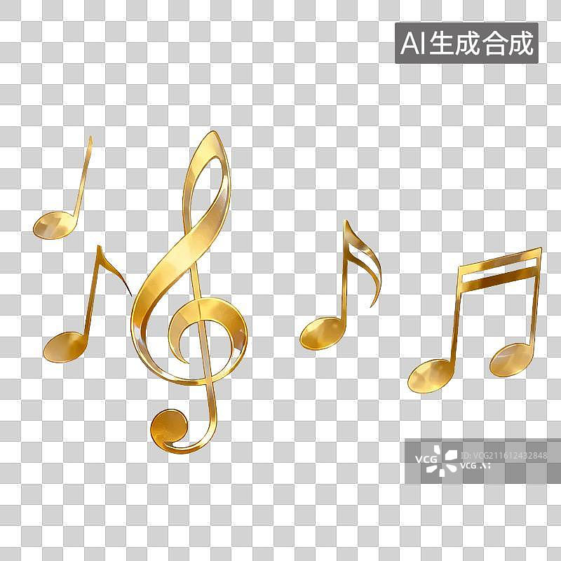 【AI数字艺术】金色音乐符号艺术设计图片素材
