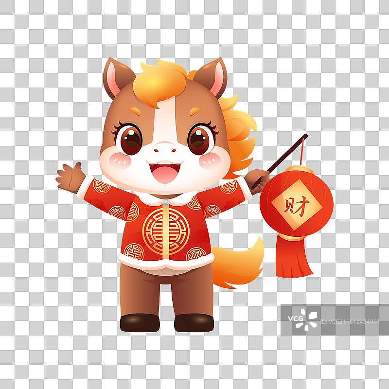 国风2026马年十二生肖卡通人物插画图片素材