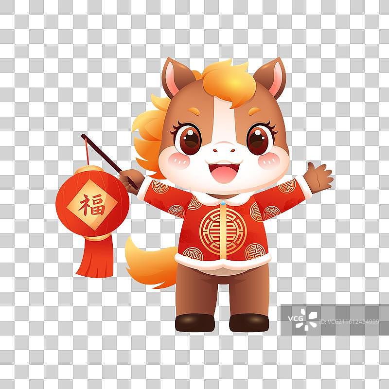 国风2026马年十二生肖卡通人物插画图片素材