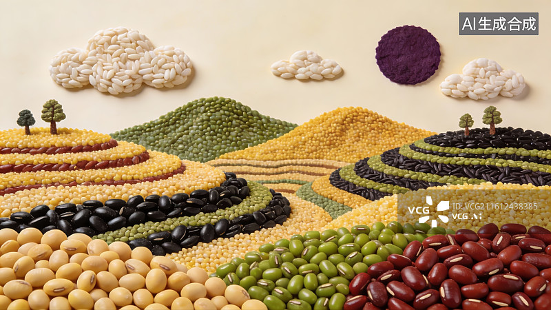 【AI数字艺术】谷物构成的田园景观图片素材