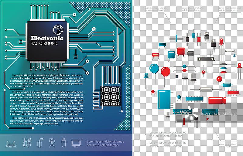 扁平化电子元件概念图片素材