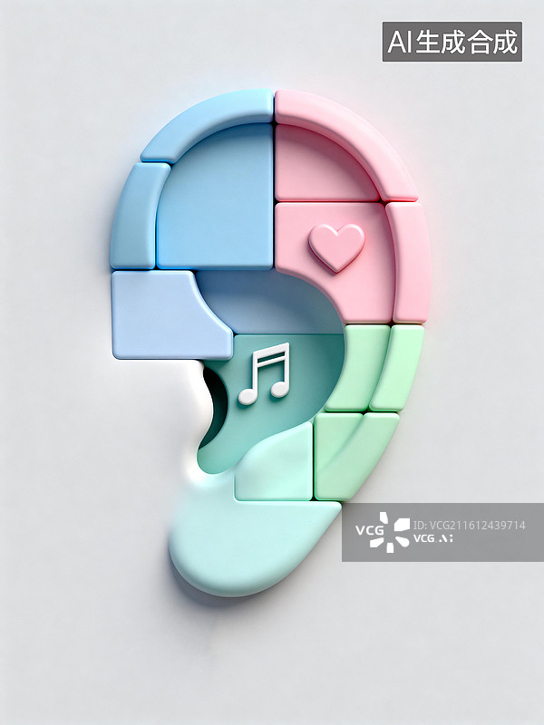 【AI数字艺术】多聆听悦耳而美妙的声音 完整听觉需要精心呵护　3月爱耳日主题创意插画系列图片素材