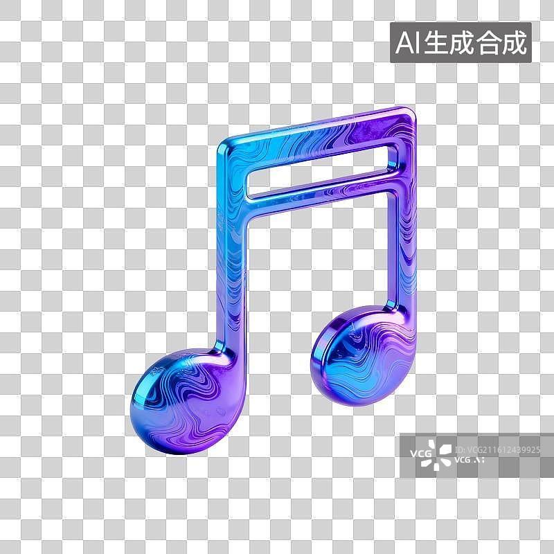 【AI数字艺术】3D音符搭配渐变色  免抠元素音符图片素材
