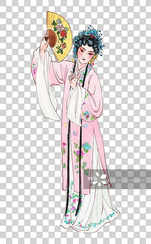 昆曲牡丹亭杜丽娘传统戏剧插画元素图片素材