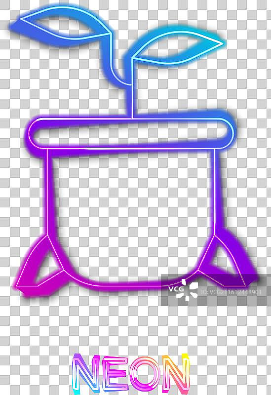 盆栽发光霓虹线图标，孤立在图片素材