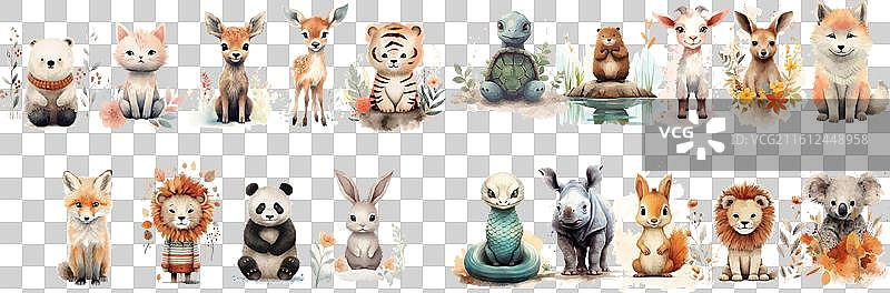 异想天开的水彩画，描绘了森林和图片素材