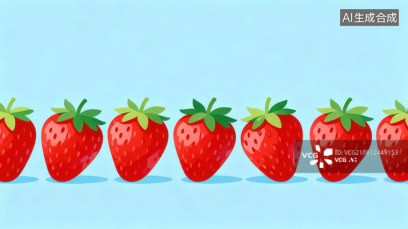 【AI数字艺术】一排红色草莓排列图案图片素材