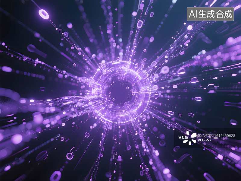 【AI数字艺术】紫色科技抽象粒子，抽象图片素材