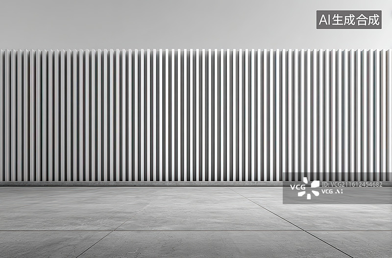 【AI数字艺术】灰色条纹墙与混凝土地面图片素材