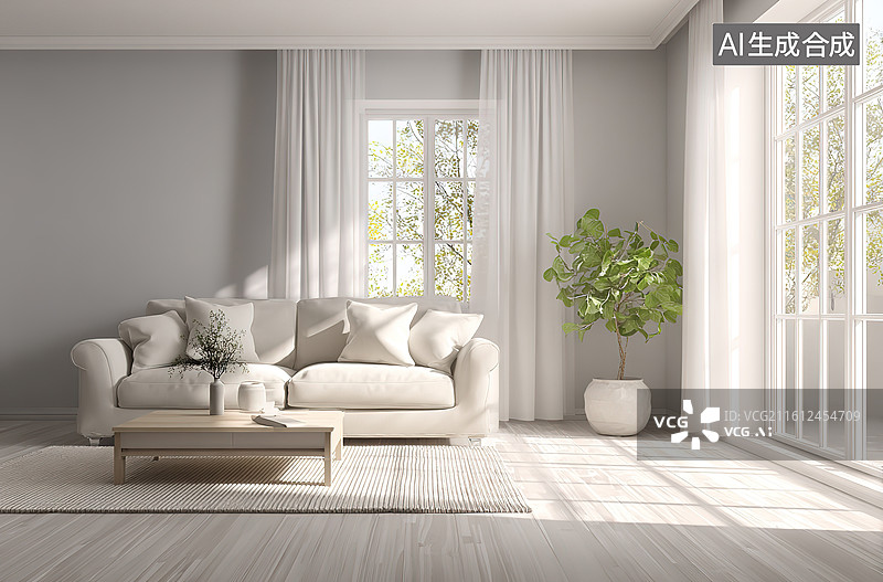 【AI数字艺术】现代简约客厅室内设计图片素材
