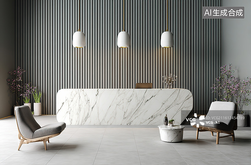 【AI数字艺术】现代简约风格接待大厅图片素材