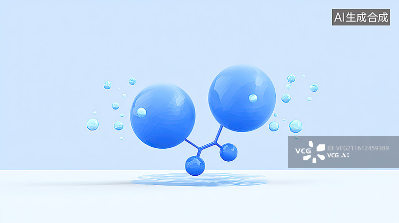 【AI数字艺术】蓝色分子结构三维模型图片素材