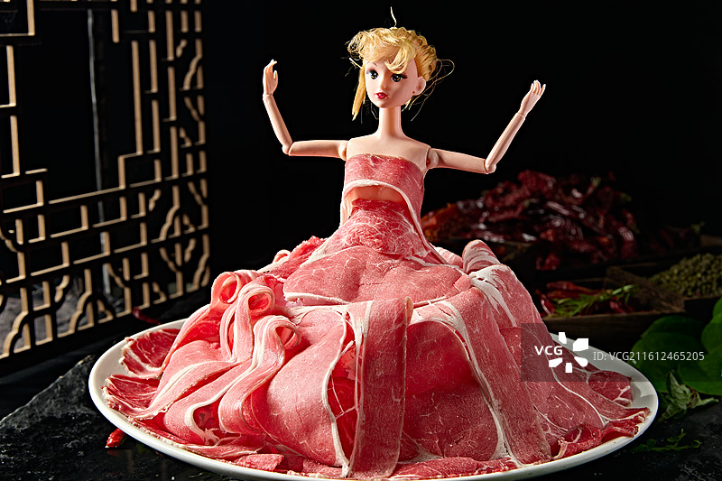 火锅涮品和牛肉卷切片图片素材