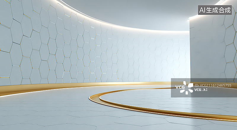 【AI数字艺术】现代简约弧形空间设计图片素材