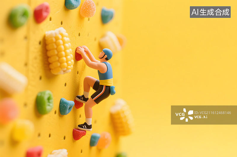 【AI数字艺术】微缩景观创意小人攀岩场景图片素材