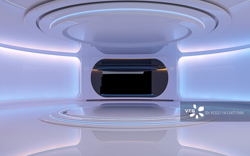 三维电商白色科幻展品展示圆形舞台空间图片素材