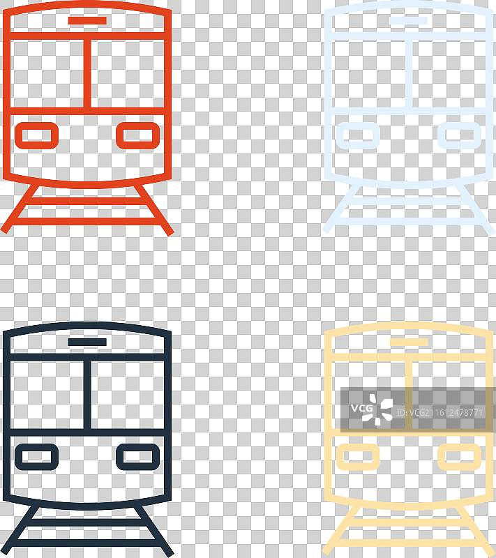 流行艺术风格的火车和铁轨图标，孤立在背景上图片素材