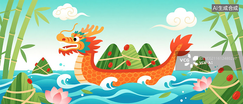 【AI数字艺术】端午节粽子插画图片素材