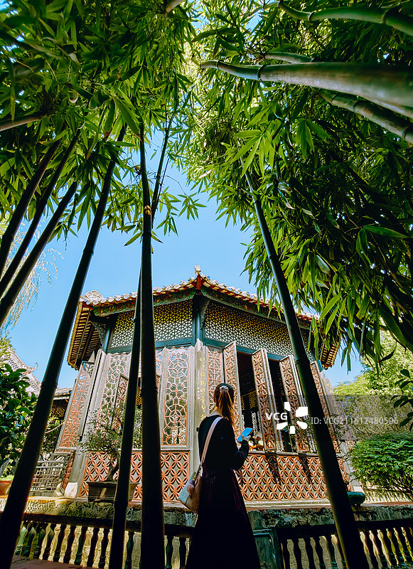 广州余荫山房之檐下竹风图片素材