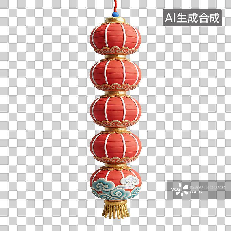 【AI数字艺术】3D立体中国风灯笼正月十五元宵节花灯元素图片素材