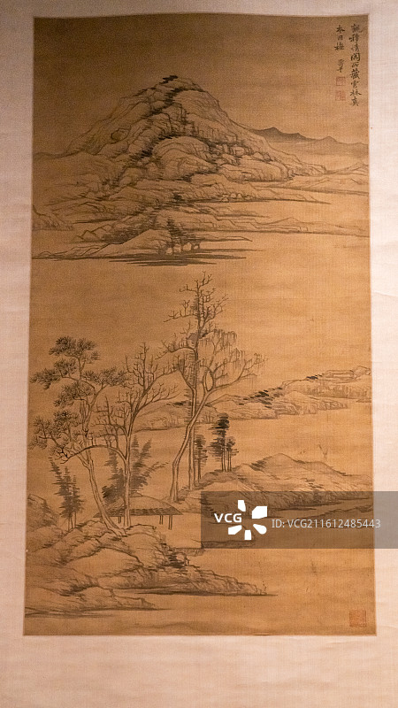 仿云林山水图（恽寿平 轴 绢本 墨笔）南京博物院藏图片素材