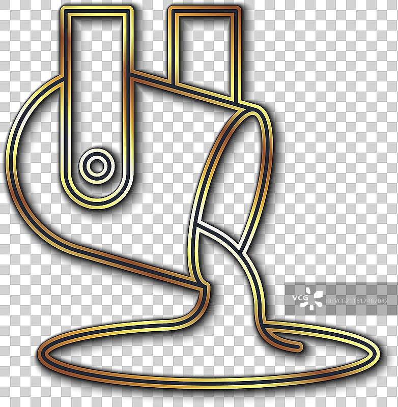 金色线条熔化的金液倾倒图标，孤立的图片素材