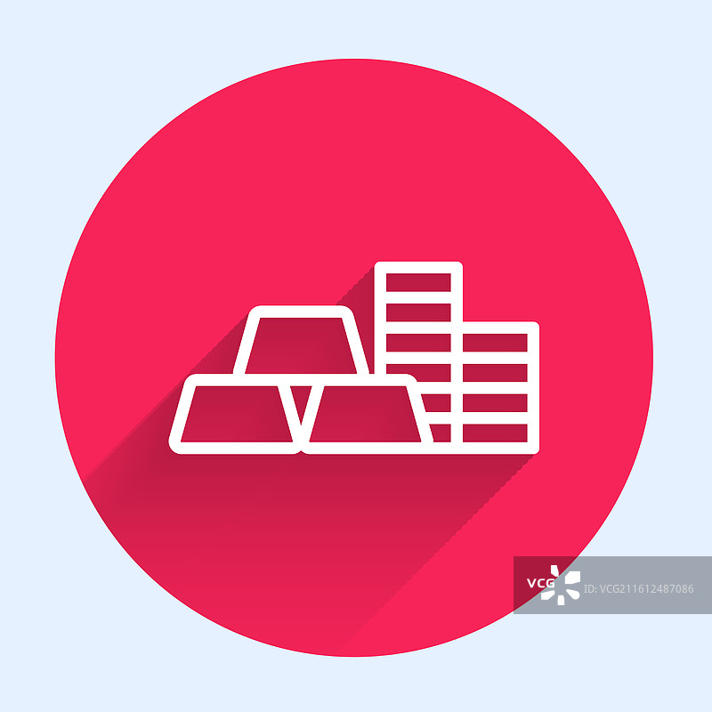 白色线条金币与金条图标图片素材