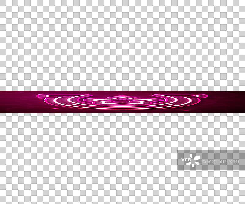 发光的霓虹线条马蹄铁图标，孤立在红色背景上图片素材