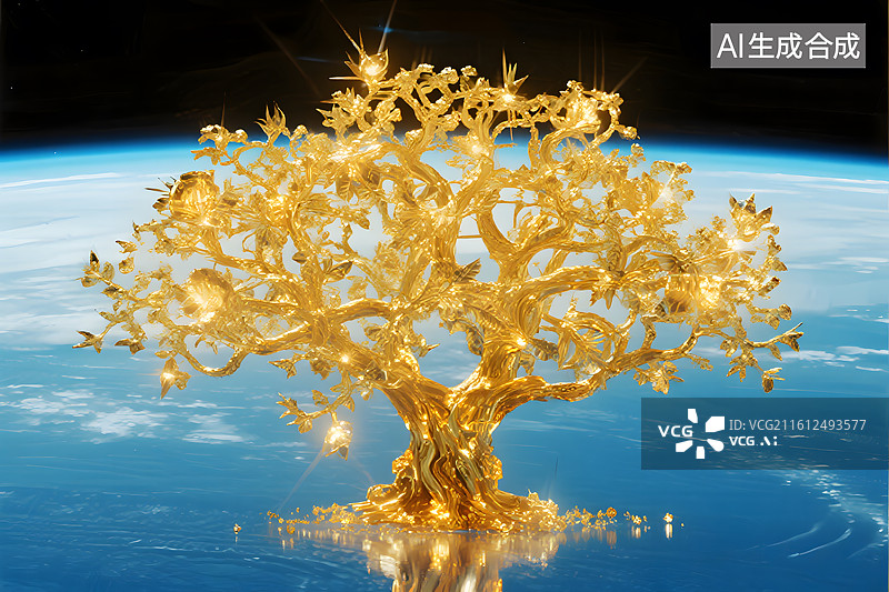 【AI数字艺术】未来城市中的智慧树图片素材