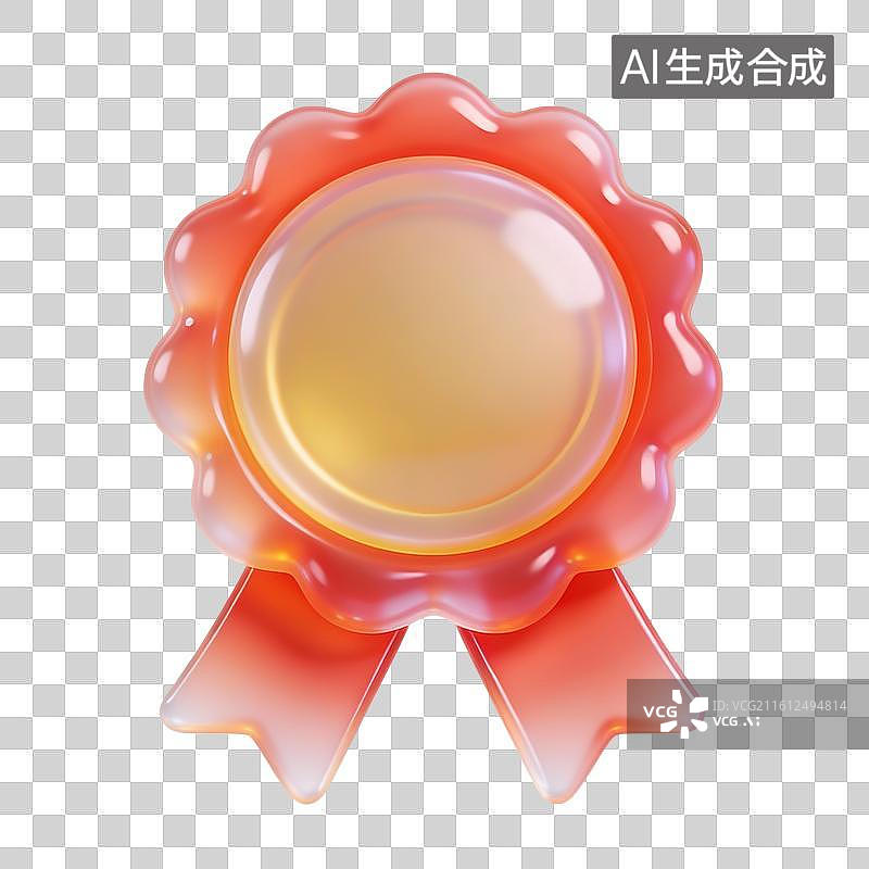 【AI数字艺术】3D膨胀风红色渐变徽章图片素材
